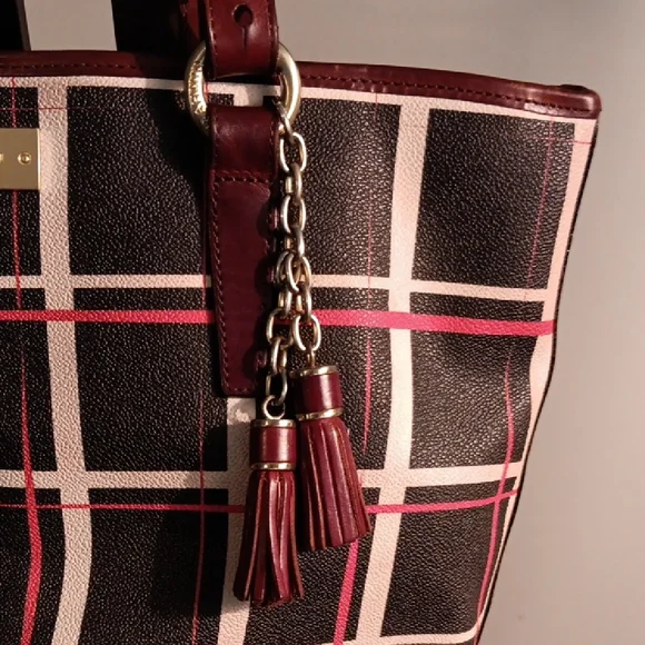 Brahmin Plaid Zip Closure Tote